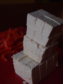 cubes of stacked tofu