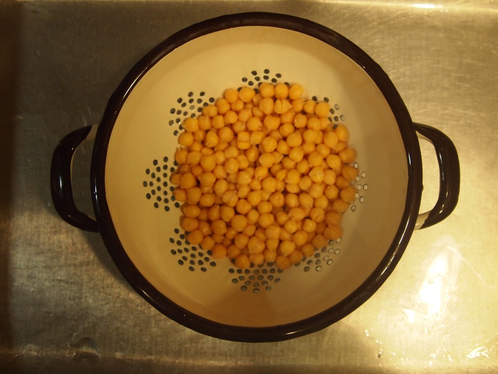 chickpeas in the colander