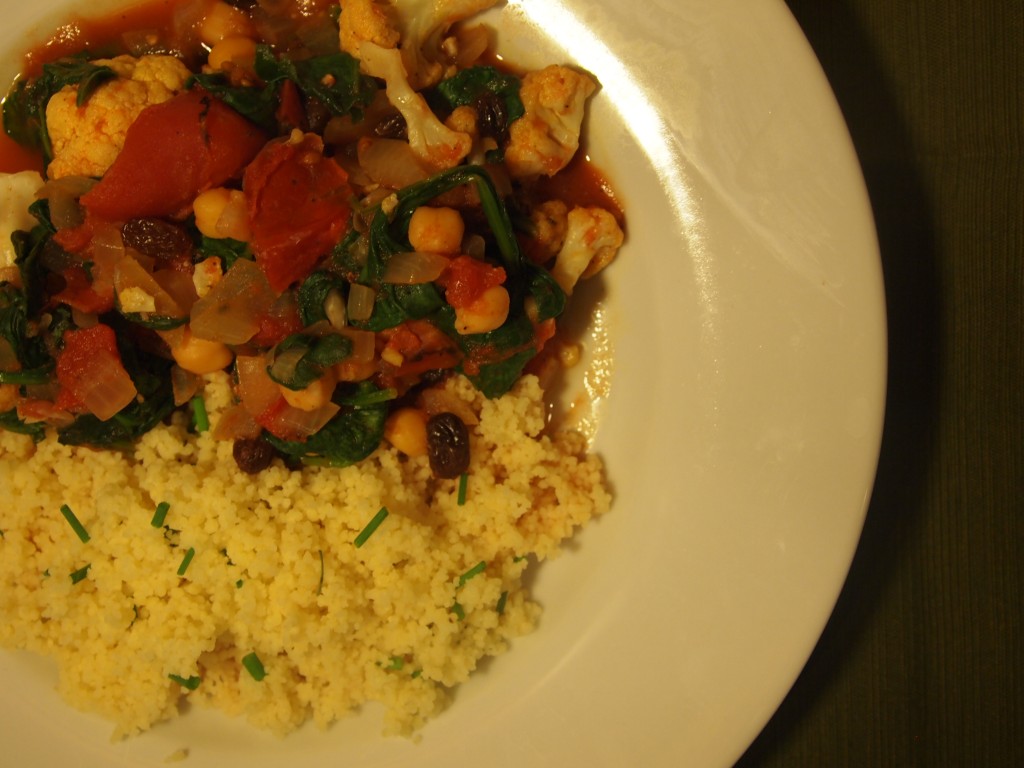 cauliflower and chickpea stew with couscous
