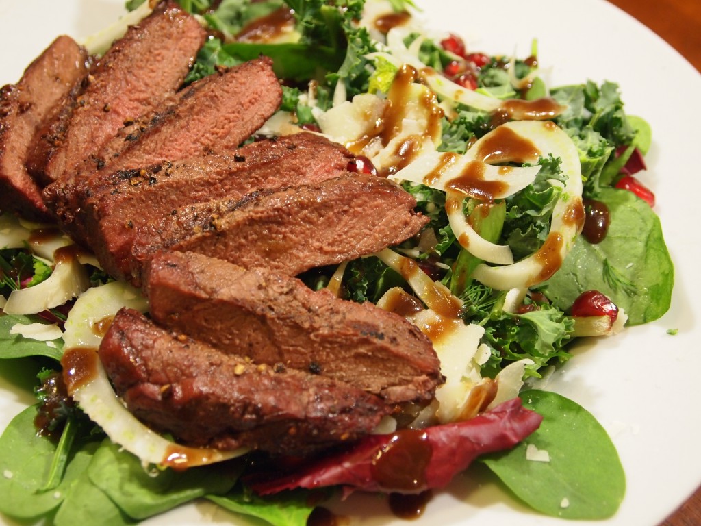 steak salad with fennel and pomegranate