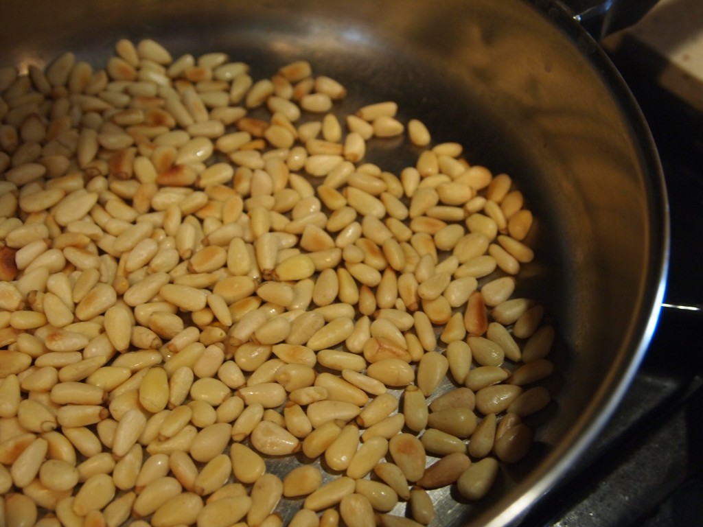 toasting pine nuts