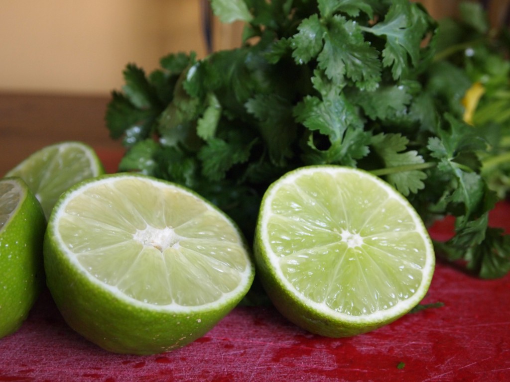 cilantro and limes