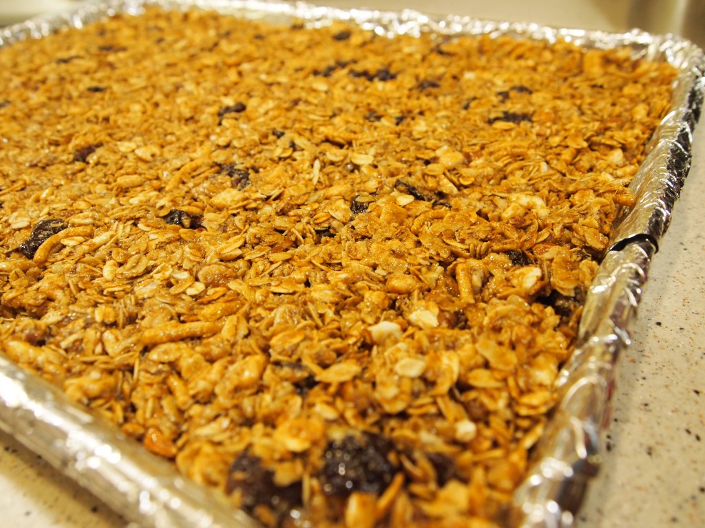 pan of uncooked granola