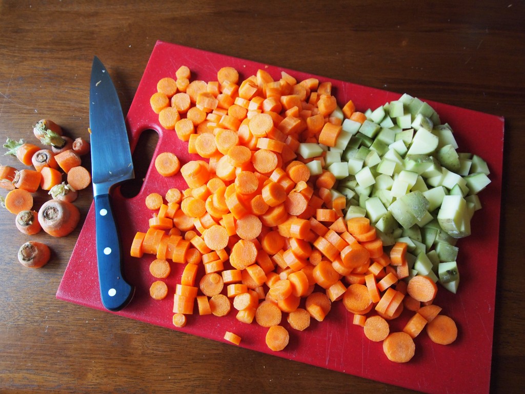 chopped carrots and potatoes