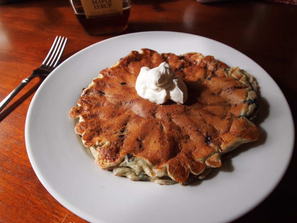 pancake topped with sour cream